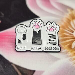 Cat Enamel Pin - Rock Paper Scissors Style Hard Enamel Brooch